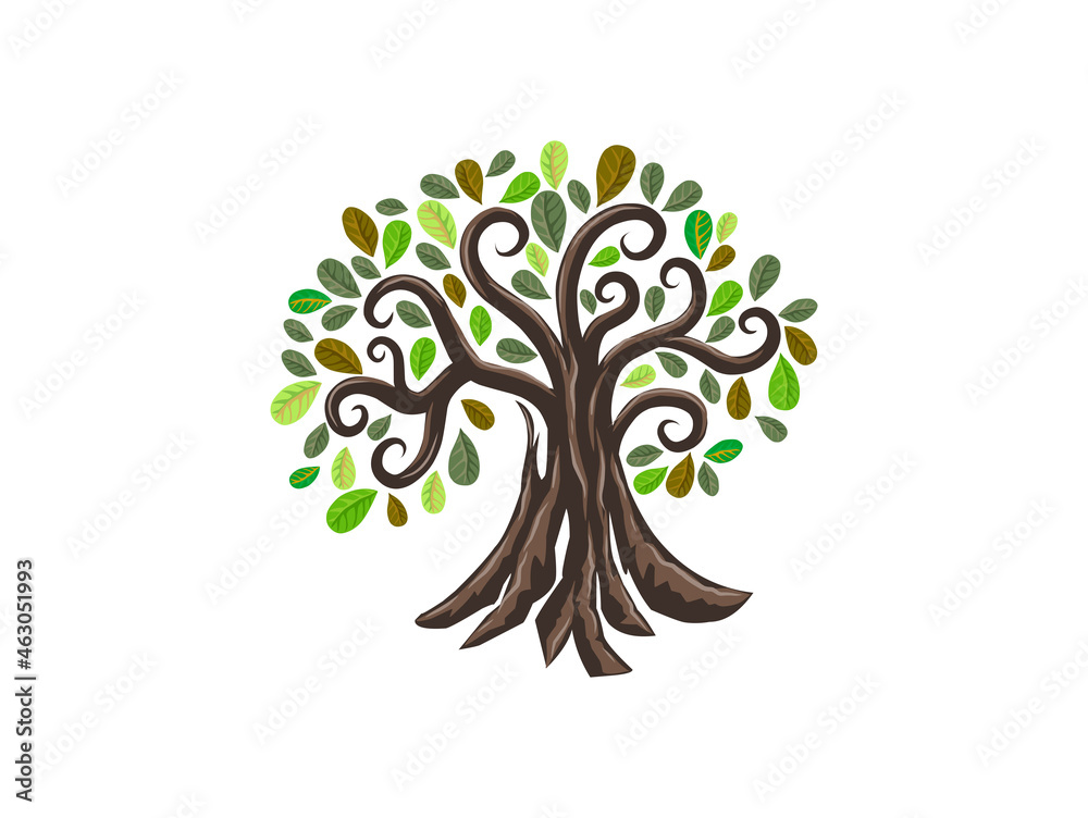 Obraz premium ancient tree vector , tree logo designs