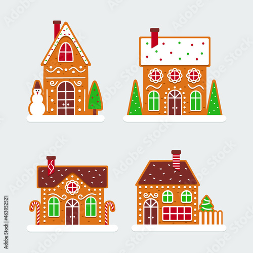 christmas illustration postcard gingerbread houses