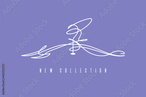 Coat hanger. Single line art. Hanger icon, sign, symbol, label for clothing store, fashion industry, dry cleaned, atelier. Graphic illustration, simple vector drawing.