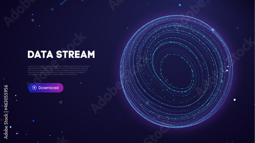 Abstract purple data stream. Abstract digital background cloud technology. Big Data Technology vector illustration.