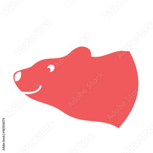 Polar bear silhouette. Vector flat icon. Bears muzzle on white backgriund