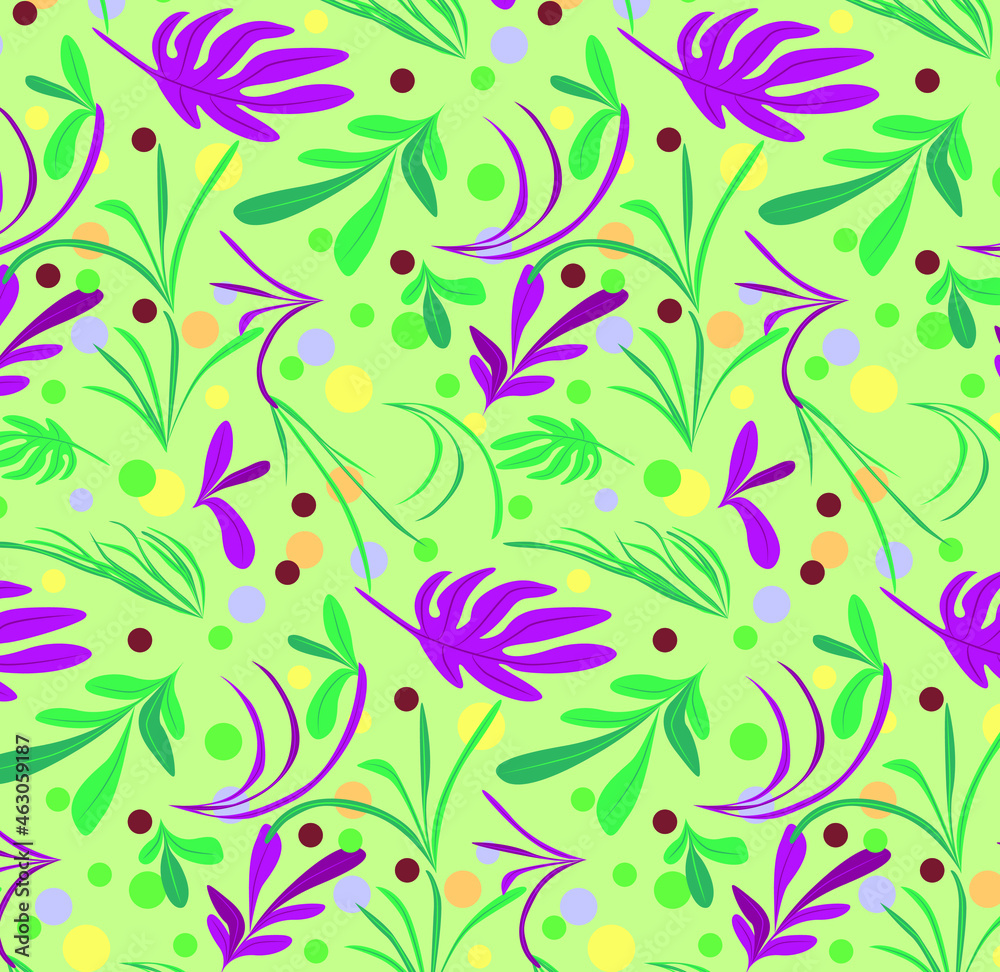 colorful leaves and circles pattern. Set of hand drawn vector. Cartoon illustration. Illustration set of green leaves colorful leaves and circles pattern. Set of hand drawn vector. Cartoon illustration. Illustration set of green leaves
