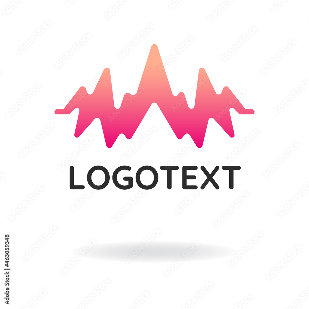 Branding logo element with sound wave vector image. Audio abstract graphic design.