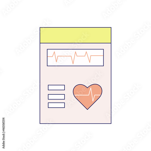 Cardiogram flat vector image. Annual examination, heart disease, medical test. Can be used for topics like healthcare, hypotension, hypertension