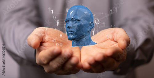 Human head and brain with A...