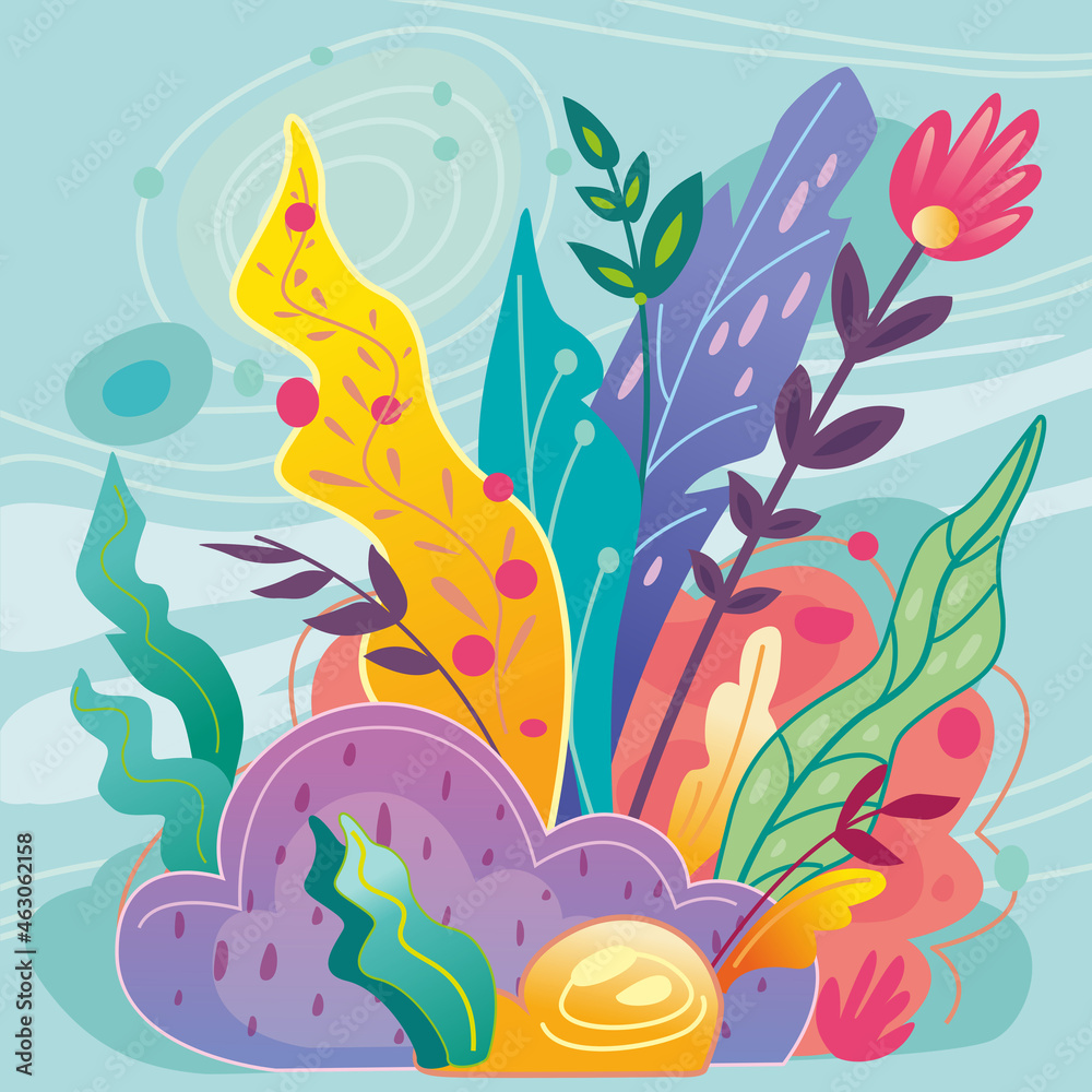 Naklejka premium Floral abstract vector illustrations Modern trendy style
