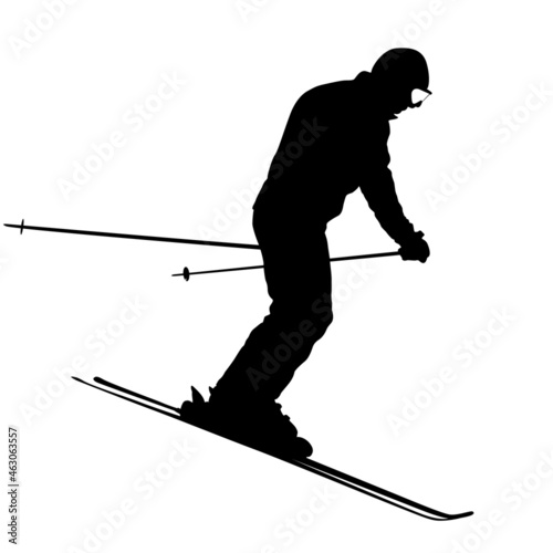 Mountain skier speeding down slope sport silhouette
