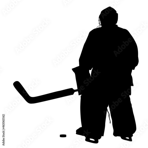 Silhouette of hockey goalkeeper on white background