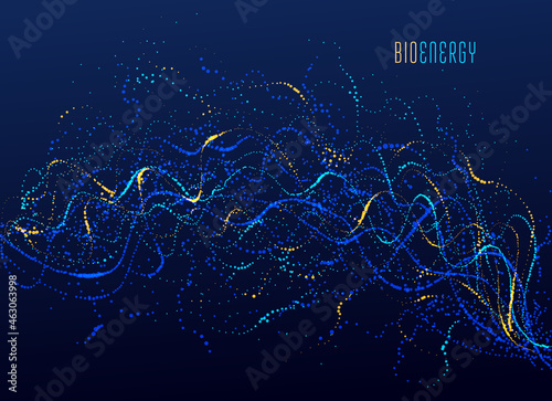 Particle flow array colorful vector abstract background, life forms bio theme microscopic design, dynamic dots elements in motion.