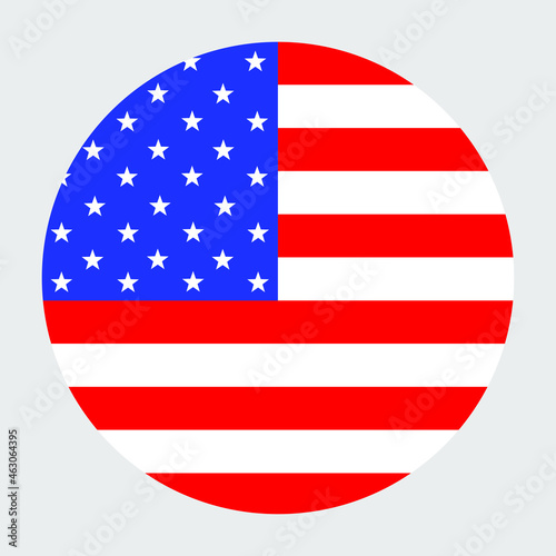 Circle flag United States of America vector illustration. USA banner national symbol.