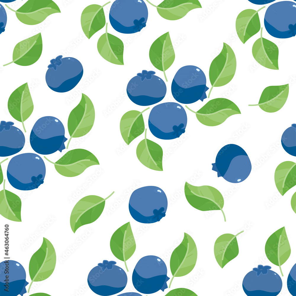 blueberry with leaves vector seamless pattern blueberry with leaves vector seamless pattern