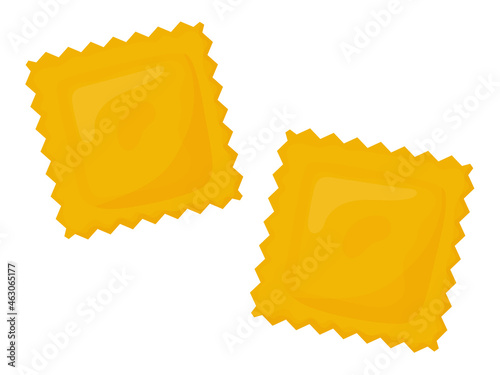 Pasta ravioli. Italian pasta cartoon illustration isolated on white background.