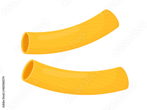 Pasta rigatoni. Italian pasta cartoon illustration isolated on white background.