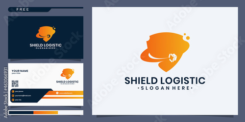 Shield box logo design and business card design