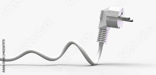 white energy cable plug 3d photo