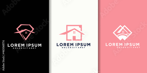 Home creative symbol concept. open door, building enter, real estate agency abstract business logo