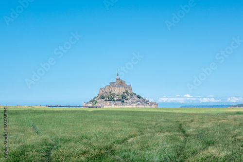 Beautiful morning view of Mont Saint Michel in France photo