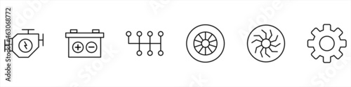 Car repair line icon set. Isolated signs on white background.