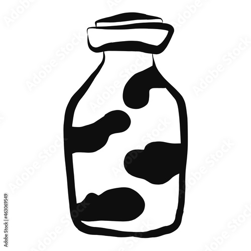 milk bottle with cute cow on label. vector
