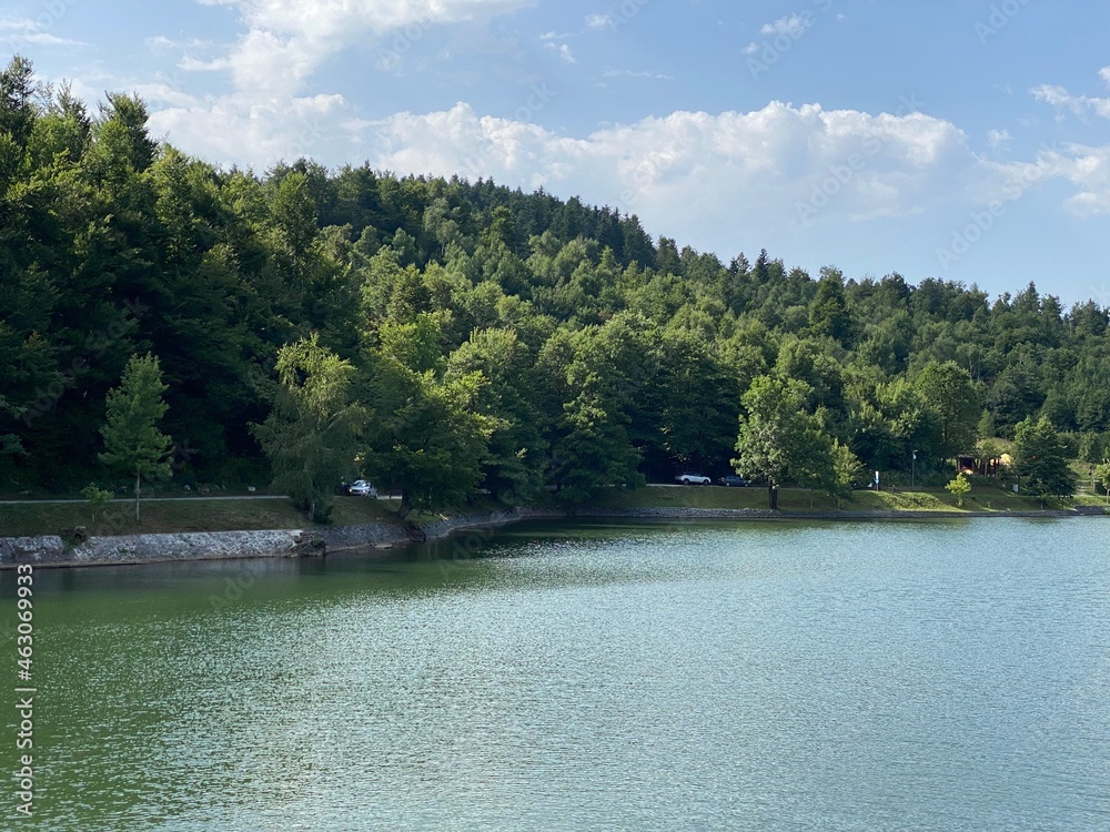 Lake Bajer or Artificial reservoir Bajer on the river Licanka, Fuzine - Gorski kotar, Croatia (Umjetno akumulacijsko jezero Bajer na rijeci Ličanki ili Bajersko jezero, Fužine - Gorski kotar, Hrvatska Lake Bajer or Artificial reservoir Bajer on the river Licanka, Fuzine - Gorski kotar, Croatia (Umjetno akumulacijsko jezero Bajer na rijeci Ličanki ili Bajersko jezero, Fužine - Gorski kotar, Hrvatska