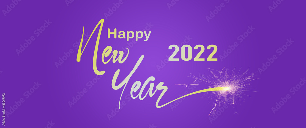 Happy New Year 2022! Blue background