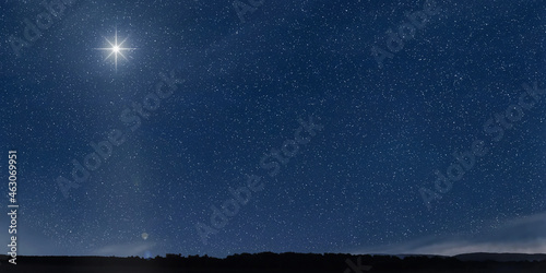 The star shines over the manger of Jesus Christ, Christmas sky