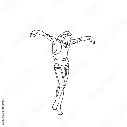 Young depressed man with mental health. Continios Line drawing of man feeling sad 