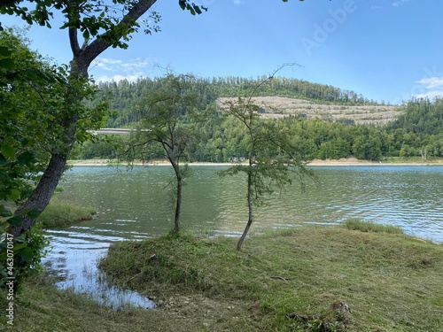 Lake Bajer or Artificial reservoir Bajer on the river Licanka, Fuzine - Gorski kotar, Croatia (Umjetno akumulacijsko jezero Bajer na rijeci Ličanki ili Bajersko jezero, Fužine - Gorski kotar, Hrvatska photo