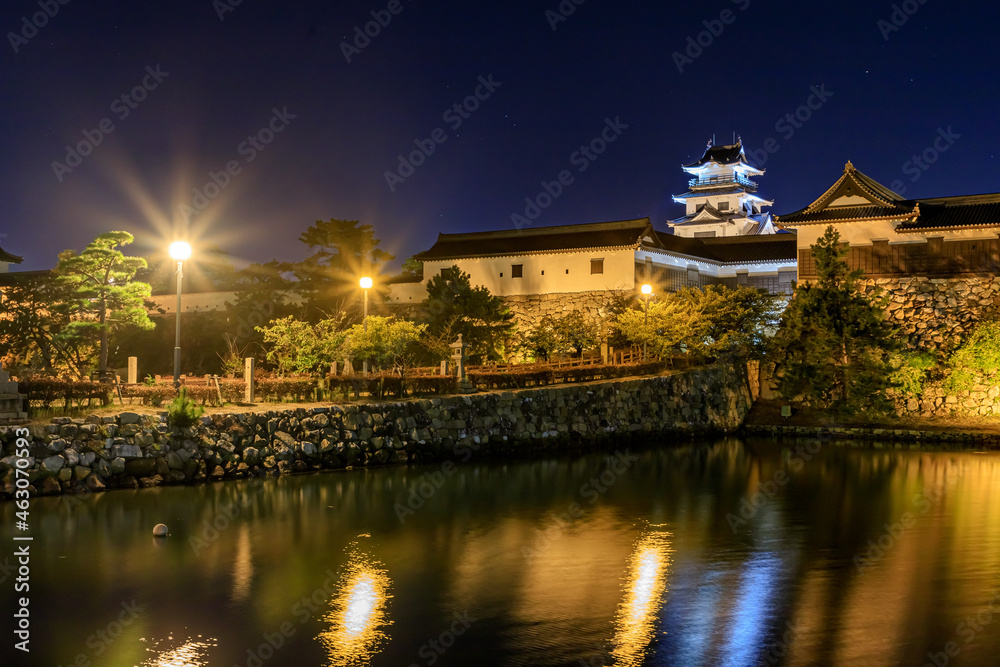 ライトアップされた今治城　愛媛県今治市　Illuminated Imabari Castle Ehime-ken Imabari city