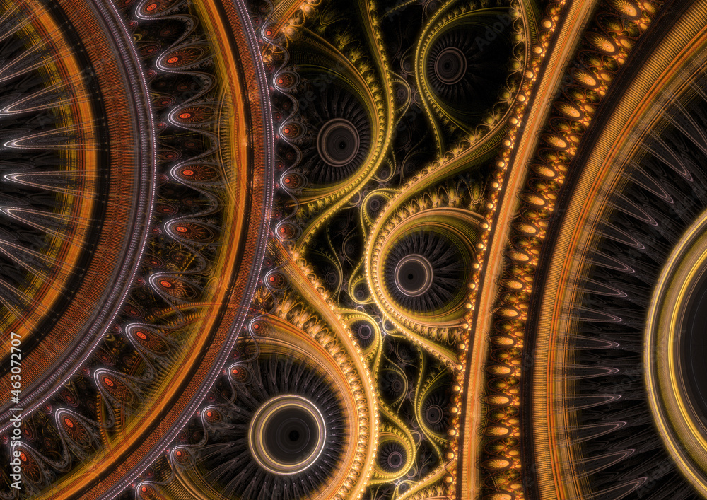 Cogwheel fractal background, mechanical and steampunk design