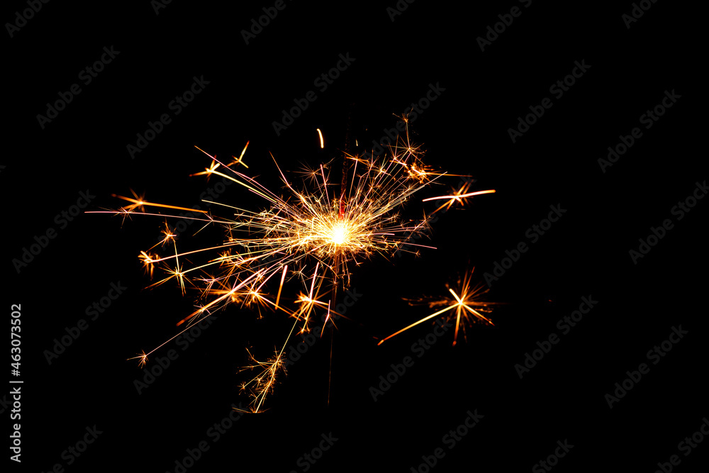 Bright festive fireworks in the dark sky