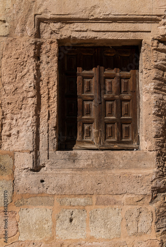 Wallpaper Mural Wooden window on stone wall in Sepulveda, Spain Torontodigital.ca