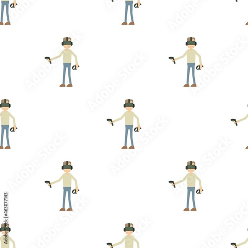 Man with vr manipulator pattern seamless background texture repeat wallpaper geometric vector