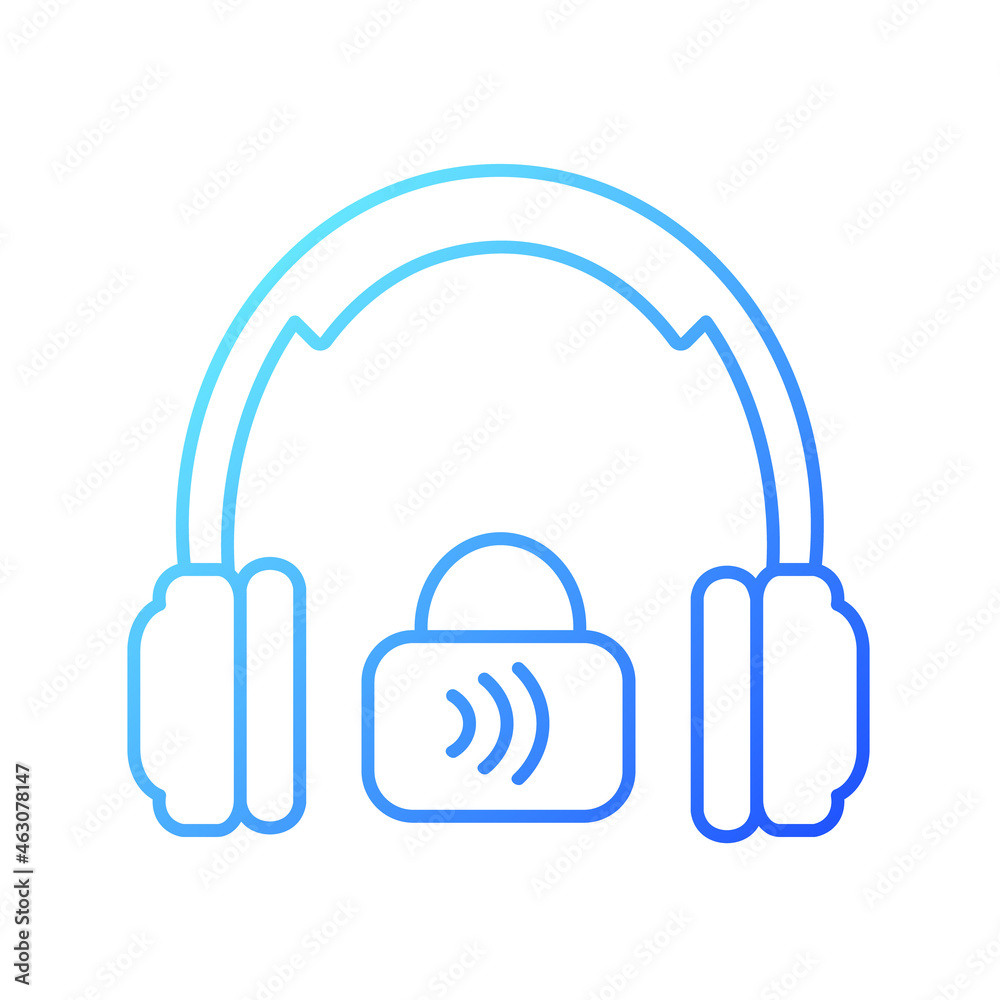 Closed back headphones gradient linear vector icon. Over ear headset for music making and gaming. Full noise isolation. Thin line color symbol. Modern style pictogram. Vector isolated outline drawing Closed back headphones gradient linear vector icon. Over ear headset for music making and gaming. Full noise isolation. Thin line color symbol. Modern style pictogram. Vector isolated outline drawing