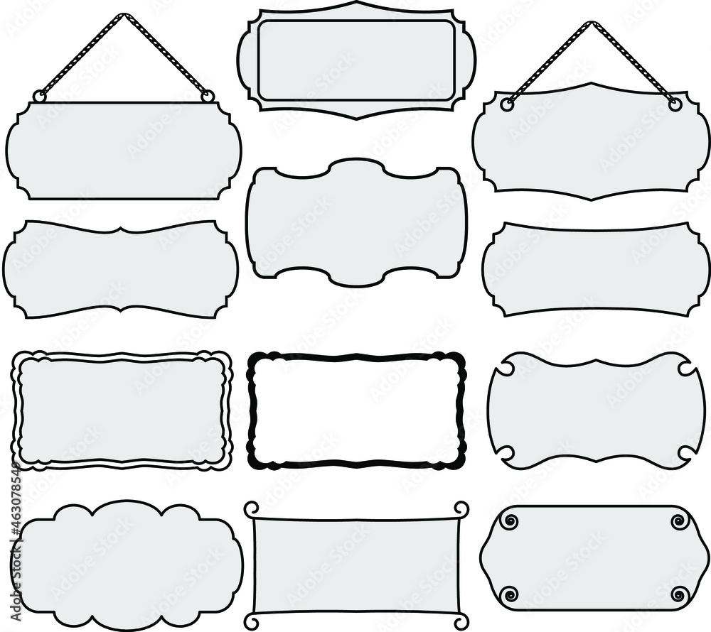 Obraz premium a set of black and white frames and banners of various shapes