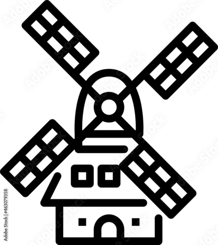 kinderdijk windmills outline icon