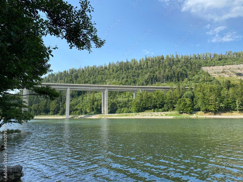 Viadukt over lake Bajer, Bajer Bridge or Viaduct Bajer in Fuzine - Gorski kotar, Croatia (Most Bajer, Viadukt Bajer, Bajerov most ili Vijadukt Bajer u Fužinama - Gorski kotar, Hrvatska)