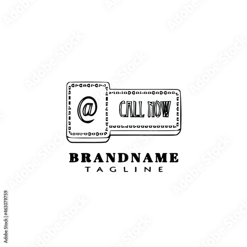 call us now logo cartoon design template icon black isolated illustration