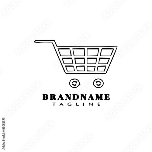shopping cart cartoon logo icon design template black isolated vector
