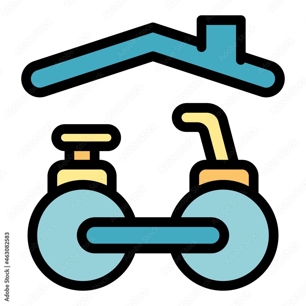 Bike home icon. Outline bike home vector icon color flat isolated Bike home icon. Outline bike home vector icon color flat isolated