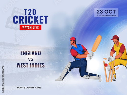 T20 Cricket Watch Live Show Of Participating Team England VS West Indies And Cricketer Players.