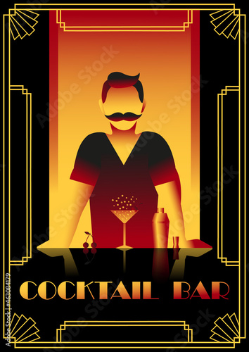 Art deco poster Cocktail bar