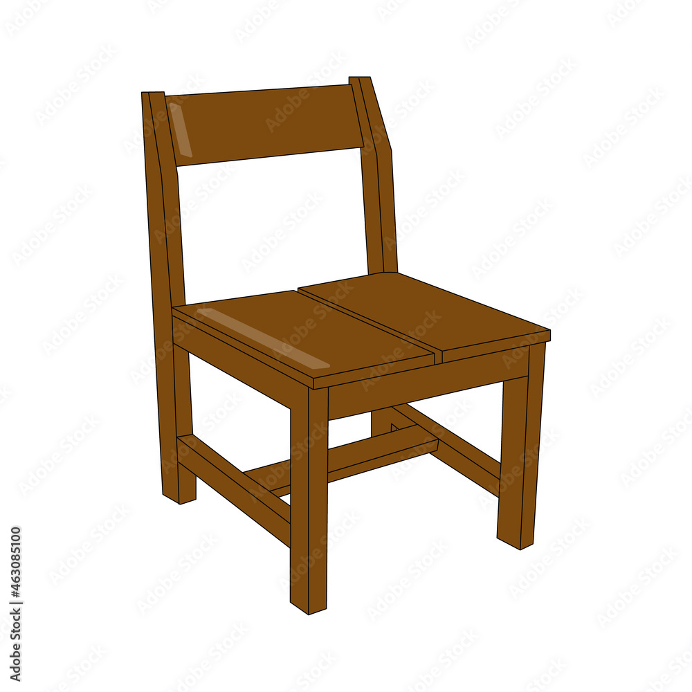 Vector graphic illustration of a wooden chair for studying at school ...