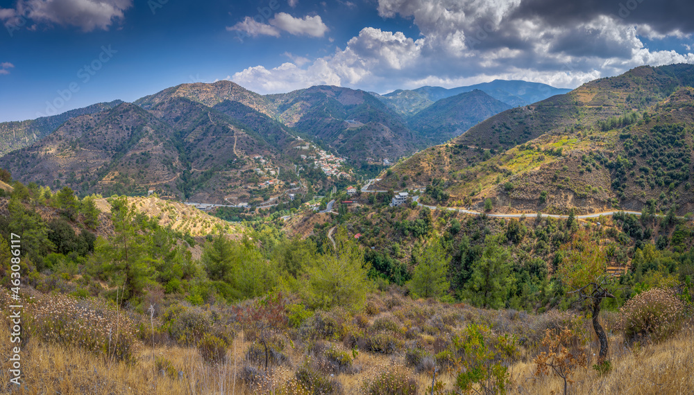 Oikos mountain village in the Troodos mountain range in Cyprus