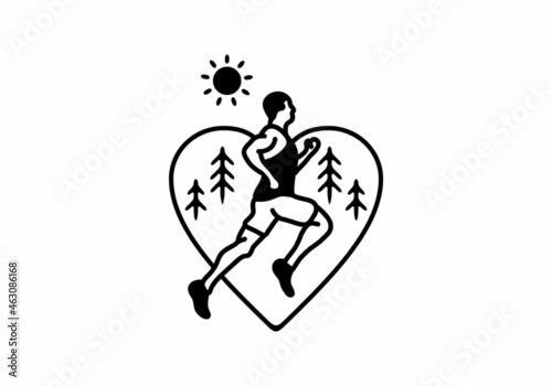 Line art illustration of trail run