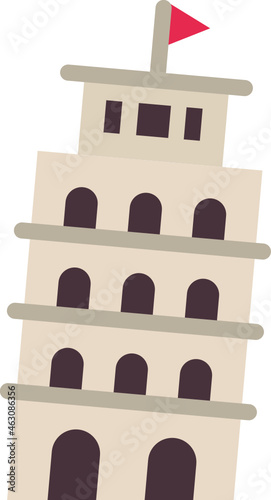 leaning tower of pisa flat icon
