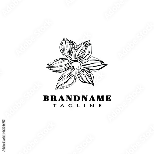 flower logo cartoon icon design beautiful black isolated vector illustration