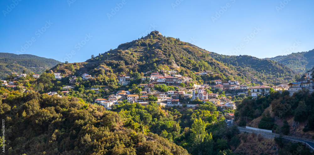 Panorama of the mountain village of kalopanaiotis in Cyprus Panorama of the mountain village of kalopanaiotis in Cyprus