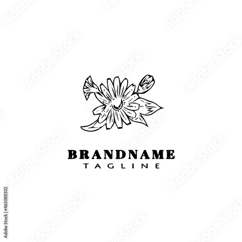 flower logo cartoon icon design template black isolated vector creative