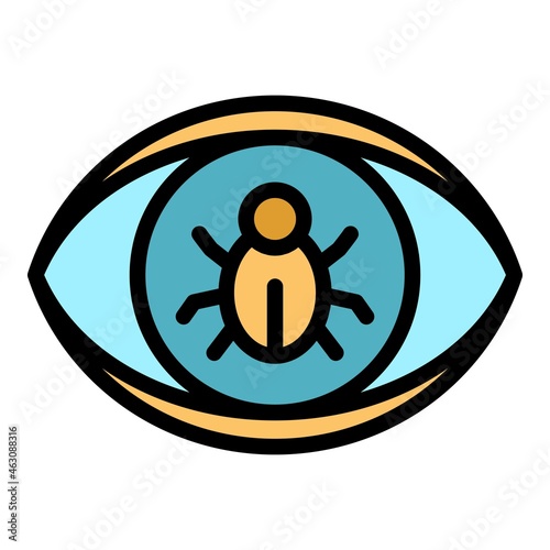 Eye malware icon. Outline eye malware vector icon color flat isolated